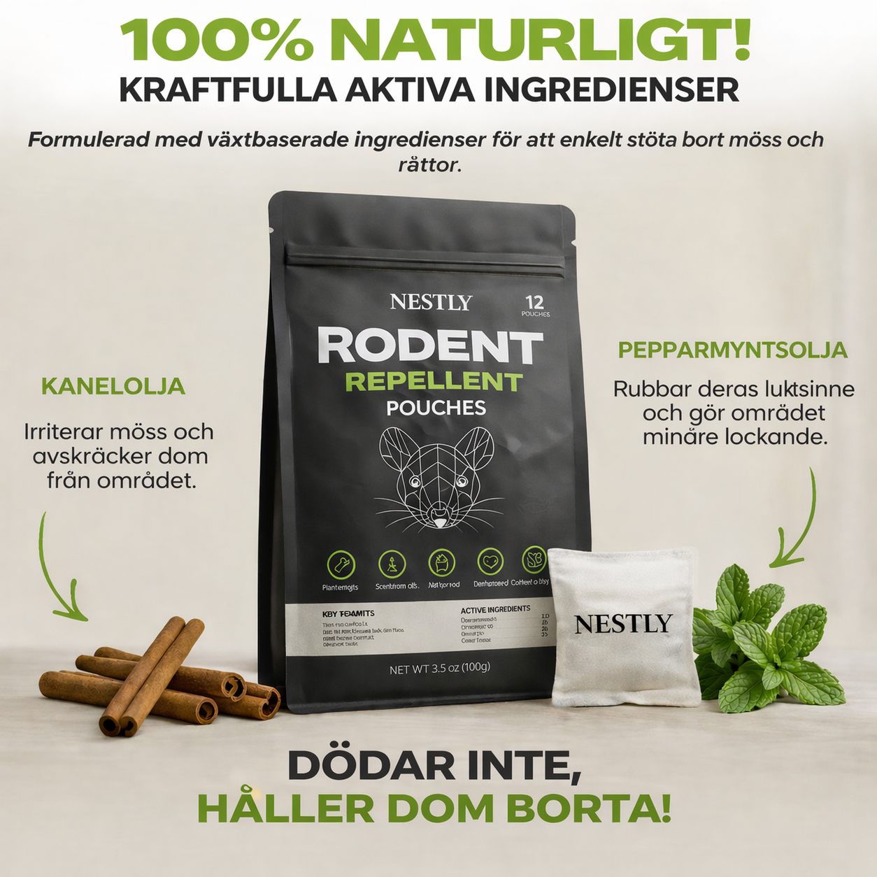 Rodent Guard - Placera dessa påsar överallt där möss gömmer sig och se dem försvinna, för gott
